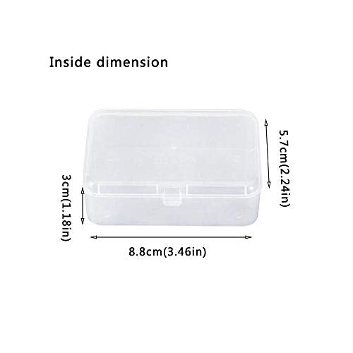 AKOAK Clear Polypropylene Rectangle Mini Storage Containers Box with Hinged Lid for Accessories,Crafts,Learning Supplies,Screws,Drills,Battery,Pack of 4 (3.46" x 2.24" x 1.18") - size: 3.46" x 2.24" x 1.18"