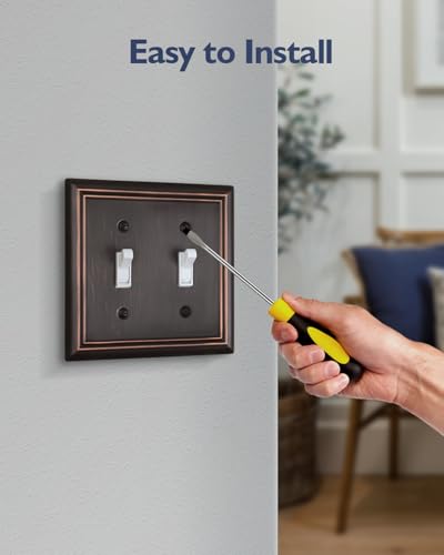 Switch Plates Outlet Covers, 2-Pack Metal Wall Plates, Aged Bronze - color: Aged Bronze, size: 2 Toggle 2PK