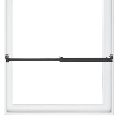SecurityMan Window Security Bar - Easy Install for Horizontal/Vertical Windows - Adjustable Window Lock Bar (Child Proof/Heavy Duty Iron) - Extendable (14.25" to 37") Security Bars for Windows - Black - color: Black