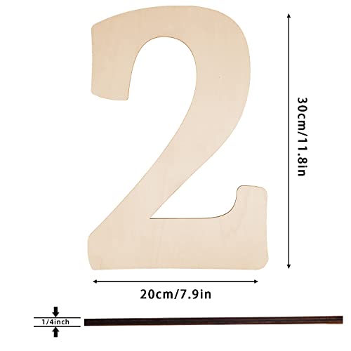 12 Inch Wooden Numbers 2, Large Wood Numbers Cutout for DIY Crafts - color: 2, size: 12 Inch