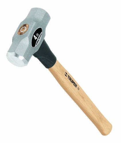 Truper 4 lb Engineer Hammer, 16-Inch Premium Hickory Wood Handle, Double-Faced Forged High-Carbon Steel Heavy-Duty Hand Sledge Hammer (Model 30915 / MD-4H) - size: 4-Pound Engineer Hammer, style: Hickory Handle