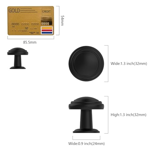 Amerdeco 10 Pack Matte Black Cabinet Knobs Single Hole Cabinet Pulls 1 Inch Drawer Knobs for Bathroom Cabinets ZH0086 - color: Matte Black, size: 1" Single Hole