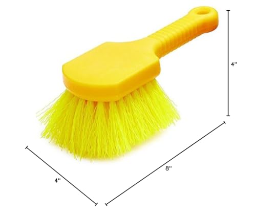 Rubbermaid Commercial 8" Utility Scrub Brush Plastic Handle Synthetic Bristles Cleaning Multi Purpose Heavy Duty Outdoor Wheels and Tires