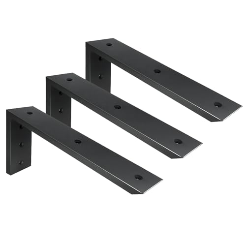 WINKER Countertop Support Bracket 3 Pack Heavy Duty 1/2" Thick Hidden L Shelf Bracket 12" x 6" x 2.5" Metal Corbels for Quartz/Granite/Wood/Concrete/Laminate Countertops, Black - size: 12″x6″x2.5″-1/2" thick, style: Black-3Pack