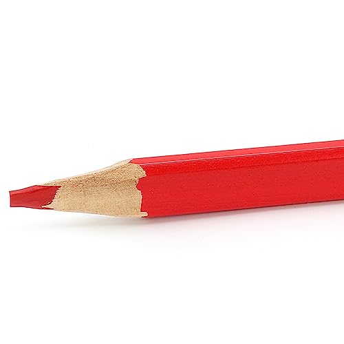 10PCS Carpenter Pencils, 170 mm Octagonal Construction Pencil, Red Woodworking Pencil for Framing, Concrete Marking