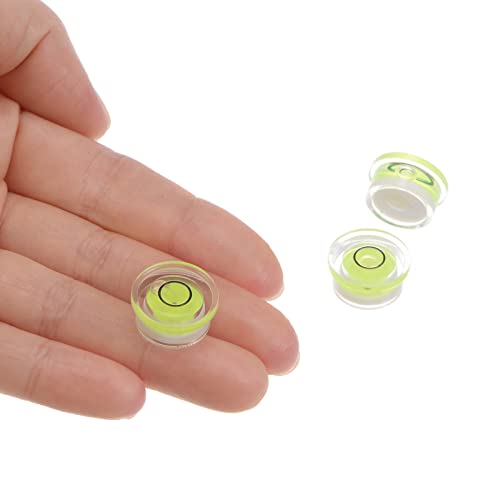 HARFINGTON 3pcs Round Bubble Level 16x7.5mm Mini Circular Bullseye Spirit Levels for Leveling Camera Tripod Telescope Workshop Turntable Pictures Frame, Lime - color: Lime (Black Circle), size: 16x7.5mm