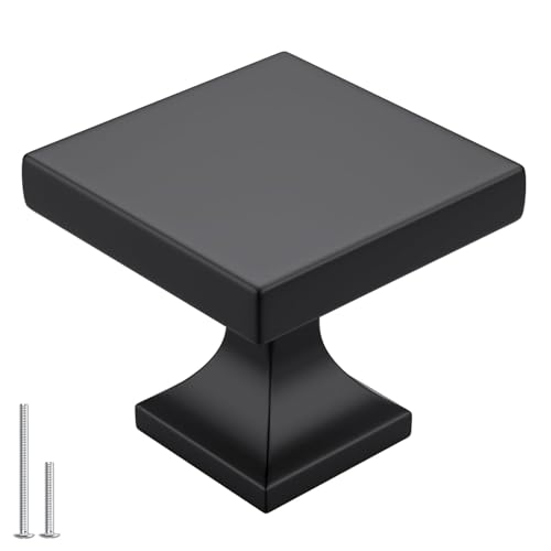 Goldenwarm 5 Pack Black Cabinet Knobs Matte Square Drawer Knobs Black Cabinet Hardware for Kitchen Bathroom Zinc Alloy Handle and Pulls - color: Square Black, size: Single Hole