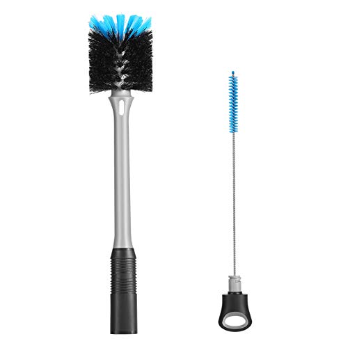 MOSOLAN 2-in-1 Bottle Brush and Straw Cleaner Brush, Black, 1 Pack - color: Black, size: 1 Count (Pack of 1)