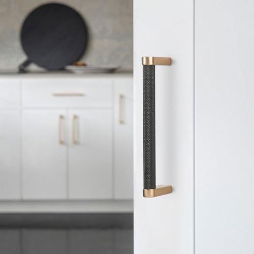 10 Pack 5Inch(128mm) Kitchen Cabinet Handles Black and Champagne Bronze Knurled Cabinet Pulls Black Drawer Pulls Kitchen Hardware - color: Black And Champagne Bronze, size: 5'' Hole Center(128mm)