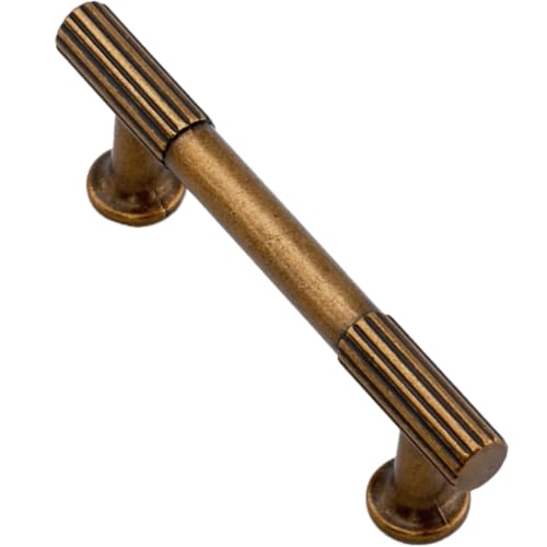 10 Pack Antique Brass Cabinet Pulls 3 Inch(76mm) Kitchen Cabinet Handles Solid Zinc Alloy Cabinet Hardware Drawer Pulls - color: Antique Brass, size: 3" Hole Center