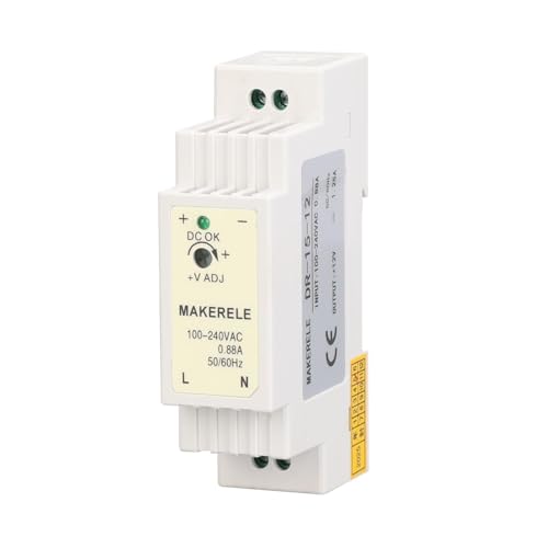 MAKERELE 15W DR AC to DC Slim DIN Rail Power Supply 12V - style: 15W-12V