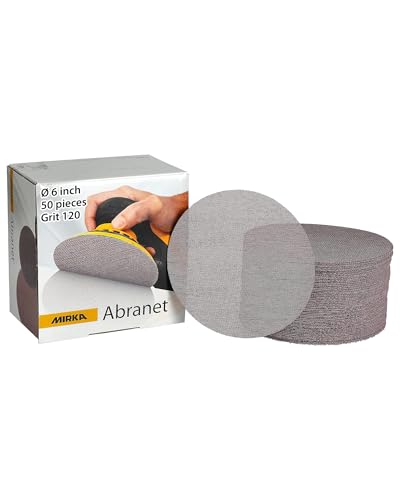 Mirka Abranet 6 Inch 120 Grit Mesh Sanding Discs, Hook and Loop, 50 Pack - size: Grit 120