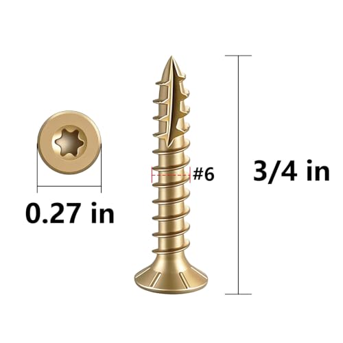 Wensilon #6 * 3/4" Yellow Deck Screws 927pcs 2 lbs 3.5x19mm - color: Yellow, size: #6*3/4"
