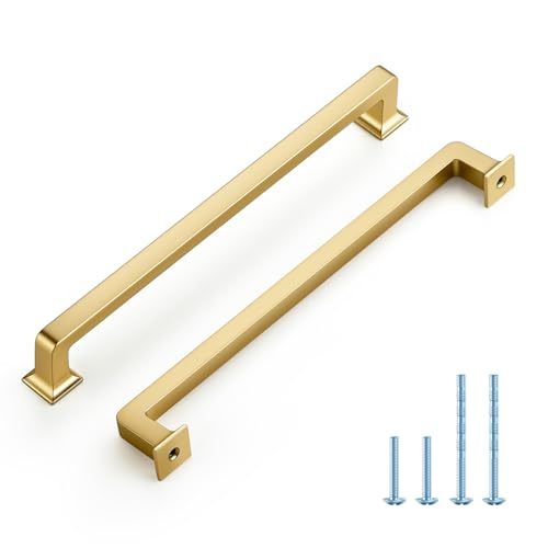 HOME EDIT Brushed Gold Cabinet Handles Zinc Pulls 7-1/2 Inch 5 Pack - color: Brushed Gold, size: 7-1/2 inches Hole Center