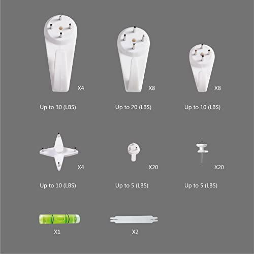 Picture Hanging Kit， No Damage Wall Hangers for Frame，68pcs Invisible Nails for Concrete， Hardwall and Cement Wall (Mix) - size: Assorted Sizes