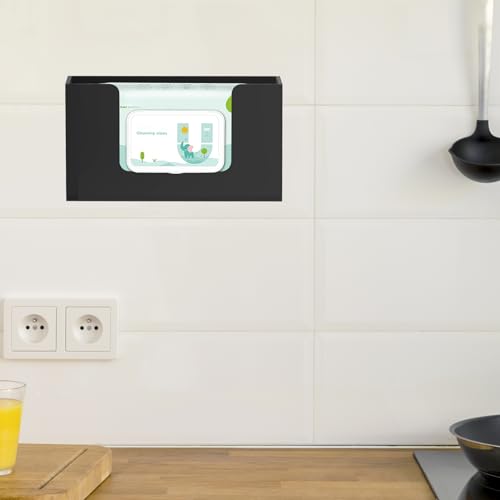 Wipe Holder Wall Mount Dispenser for Bathroom Tissue Box Acrylic Black - color: Black