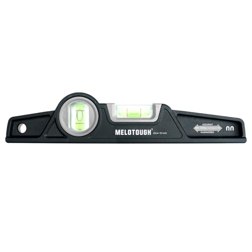 MELOTOUGH 10 Inch Die-Cast Magnetic Torpedo Level,Magnetic Level for Carpenter,Construction,Scaffolding, Plumbing,Torpedo Level with Rare Earth Magnet,Pencil and Holster,Black - color: Black-1pcs