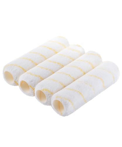 Bates- Paint Roller Covers, 9", Yellow Stripes, 4 Pack, Covers for Paint Rollers 9 Inch, 9 Inch Paint Roller Covers, Paint Roller Cover, Paint Roller Covers 9 Inch, Large Paint Roller Covers - color: Yellow Stripes, size: 9 Inch, 4 Pack