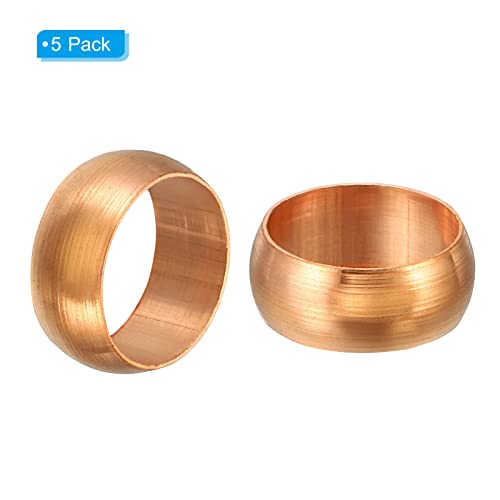 PATIKIL 12mm Tube OD Compression Sleeves Ferrules, 5 Pack Copper Ferrule Fitting Compression Fitting Assortment Kit for Air Water Gas - size: 12mm