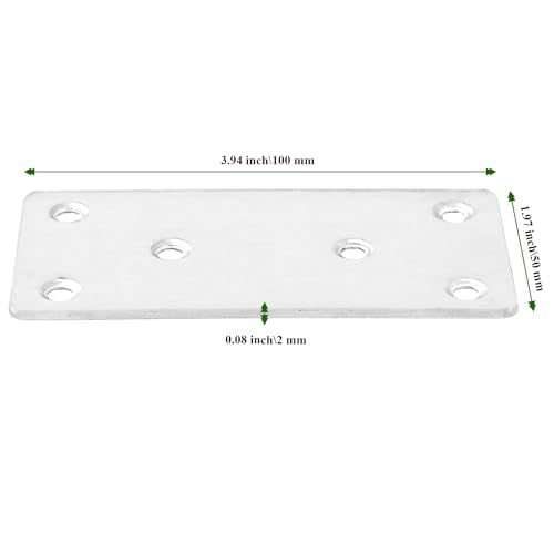 30 Packs 4x2 Inches Stainless Steel Flat Straight Brace Brackets, Mending Joining Plates, Metal Mending Plates with Screws for Furniture Repairing, 2 mm Thickness - size: 30 PCS 4x2 In
