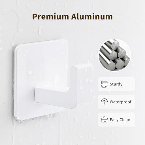 GWAAZXGZ Square Self Adhesive Towel Hooks - 2 Pack White Metal Hooks - color: White, size: 2 Pack