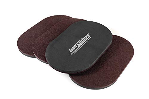Super Sliders 5 3/4" x 9 1/2" Oval Reusable Furniture Sliders for Hard Surfaces - Effortless Moving and Surface Protection, Brown (4 Pack)