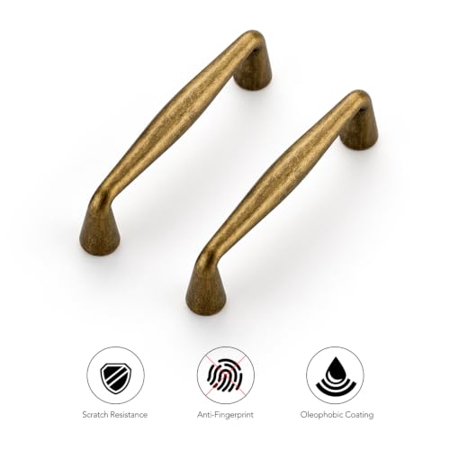 Ravinte Antique Brass Cabinet Handles Solid Handles,3 Inch,5 Pack - color: Antique Brass, size: 3 Inches Hole Center