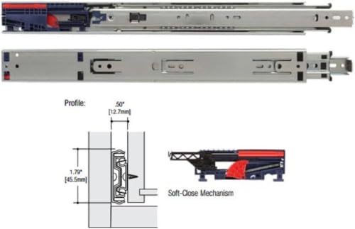 Knape & Vogt Side Mount Soft-Close Drawer Slide, Pair, Inch - size: 20 Inch