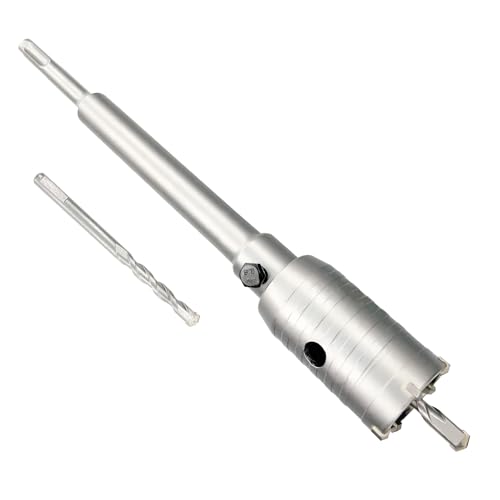 1-1/2" Concrete Hole Saw, 38mm Tungsten Steel Core Bit for Cinder Block, Brick, Rock, Plank Walls for Pipes or mini Split Lines, with SDS Plus Shank and 2 Center Positioning Drill Bits. - size: 1-1/2"