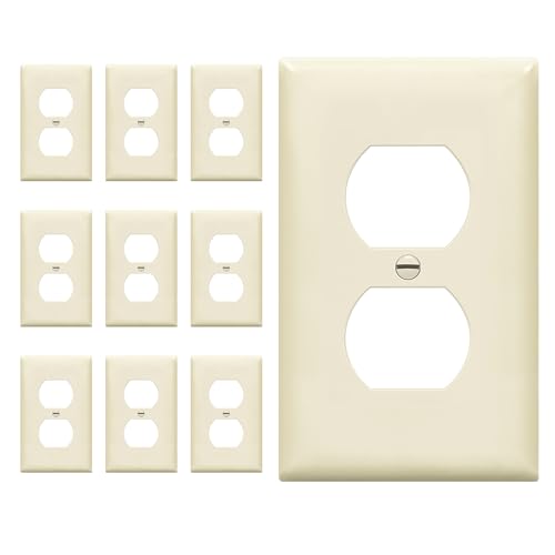 ENERLITES 10 Pack Duplex Outlet Covers Wall Plate, Light Almond - color: Light Almond, size: Standard Size