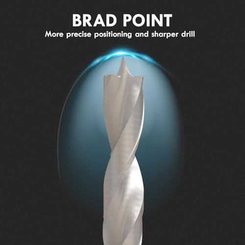 29Pcs (1/16" - 1/2") Brad Point Wood Drill Bit Set - size: Round Shank (1/16"-1/2") - 29pcs