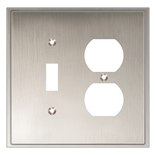 Henne Bery Soft Modern Decorative Wall Plate Switch Plate Outlet Cover (Toggle/Duplex, Satin Nickel) - style: Toggle/Duplex