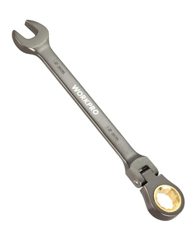 WORKPRO 19 mm Flex-Head Ratcheting Combination Wrench, Nickel Plating - size: 19 mm, style: Nickel Plating