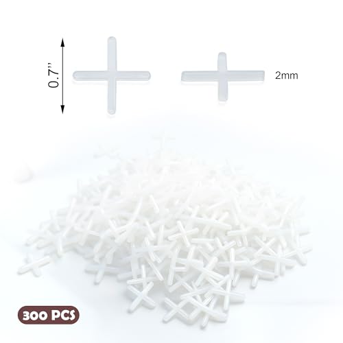 BlingKingdom 300 PCS Plastic Cross Shape Tile Spacers, 2 mm Tile Joints