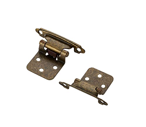 Ravinte Antique Bronze Cabinet Hinges, 1/2 Inch Overlay, 60 Pack (30 Pairs) - color: Antique Brass