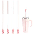 Silicone Straw Cleaner Brush, 4Pcs Reusable Straw Brush Set with Extra-Long Design for Cleaning Thin Metal Straws and Wider Milkshake Straws （6mm+9mm Pink) - color: Pink