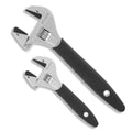 2 Pack Adjustable Wrench Set, 8-inch and 12-inch Wrench with Serrated Self-tightening Jaw, 25mm and 43mm Wide Jaw Opening Wrench for Plumbing, Automotive, Industrial - size: 2 Pack(8"+12")
