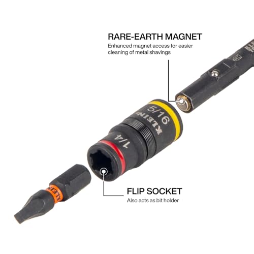Klein Tools 85091HD Flip Socket Conduit Reamer, 3-in-1 Impact-Rated Tool for 1/2-Inch, 3/4-Inch, 1-Inch Conduit, Magnetic Bit Holder - style: Flip Socket Reamer