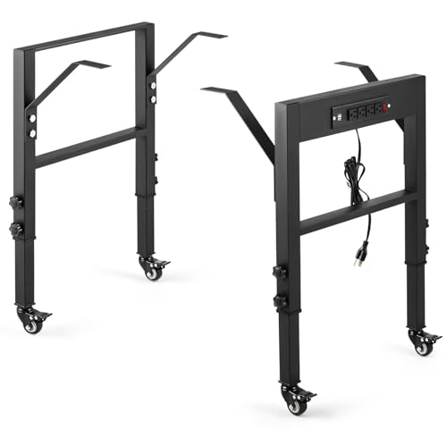 OLBRUS 19.6-Inch Depth Workbench Frame with Lockable Wheels - size: Power Outlets / wheel