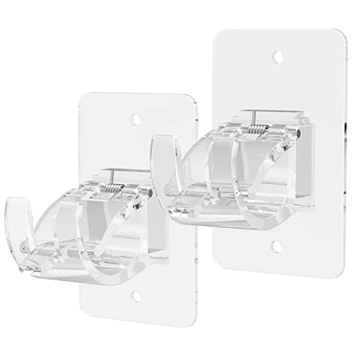 CIEMGNZOC 2PCS No Drill Curtain Brackets, Self-Adhesive Rods, Adjustable Curtain Hooks for Rods Under 1.57 Inch (Transparent) - color: 2 Pcs Transparent