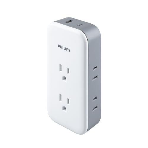 Philips All-in-One Surge Tap with USB, 2 Grounded & 4 Polarized Outlets