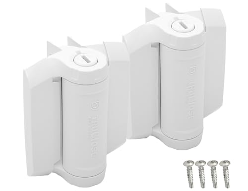 D&D TCHD1AL2S3WTS TruClose Heavy Duty Gate Hinge Square Metal Gates, 2 pcs - color: White, size: Fixed gate gap is 8/10” – gap = gate frame to post