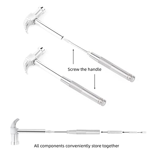 YOUMI 6 in 1 Silver Hammer & Screwdriver Tool Multitool Set Claw Hammer with Anti-Slip Grip Handle Slotted/Flat Head Phillips Screwdriver Nail Puller Best Gift for Family Friends Colleagues - color: Silver