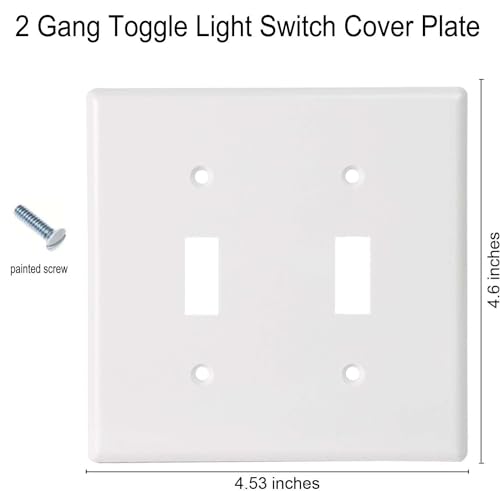 Toggle Light Switch Wall Plates 2-Gang Switch Electrical Cover Plate Unbreakable Thermoplastic Faceplate, White (4 Pack) - color: Double Toggle, size: 4 Pack