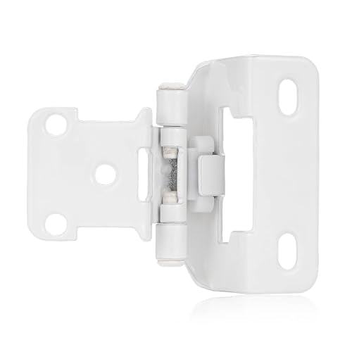 White Kitchen Cabinet Hinges, 1/2” Overlay, 4 Pack - color: White