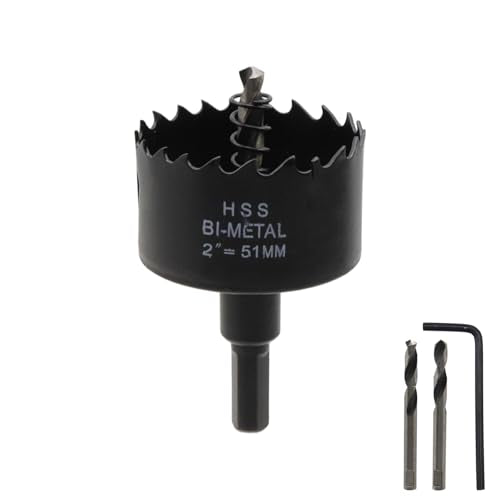 2-inch Hole Saw BI-Metal Hole Saw Drill Hole Cutter for Hard Wood, Thin Metal, Plaster Ceiling, Plastic, Fiberglass- 2pcs - color: black, size: 2 in
