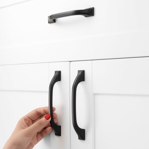 Matte Black Cabinet Pulls 3-3/4 Inch Solid Drawer Pull 10 Pack 8222 - color: Matte Black, size: 3-3/4 Inches, style: 10 Pack Arch Pull