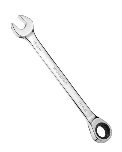 WORKPRO 19 mm Ratcheting Combination Wrench, Mirror Polish Chrome Plating - size: 19 mm, style: Mirror Polish