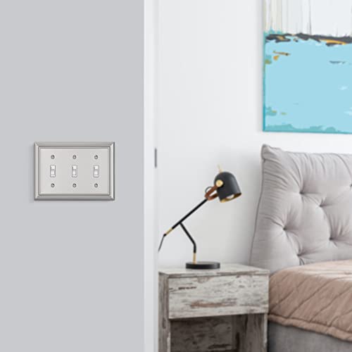 DEWENWILS Tripple Toggle Wallplates, Brushed Nickel Light Switch Covers - color: Brushed Nickel, size: 3 Toggle 2PK