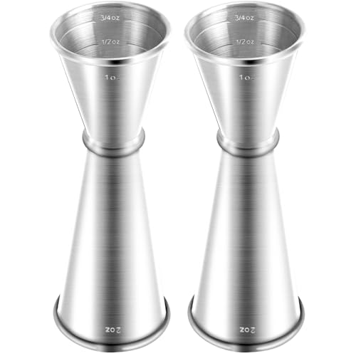 Briout 2Pc Double Cocktail Jigger for Bartending,2OZ 1OZ,Rolled Edge Silver - color: Frosted Silver, size: Rolled Edge-1oz/2oz-2PC